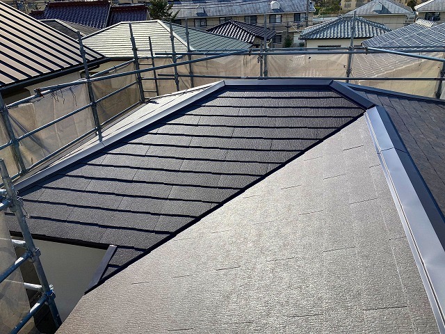 加古川市　屋根葺き替え　下屋の納まり
