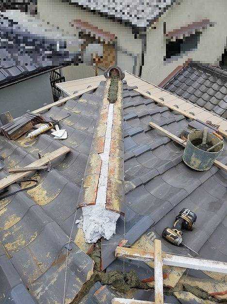 明石市　施工事例　棟　熨斗瓦　漆喰