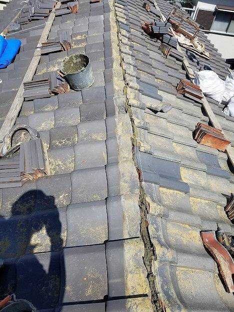 明石市　施工事例　棟　熨斗　釉薬瓦　モルタル