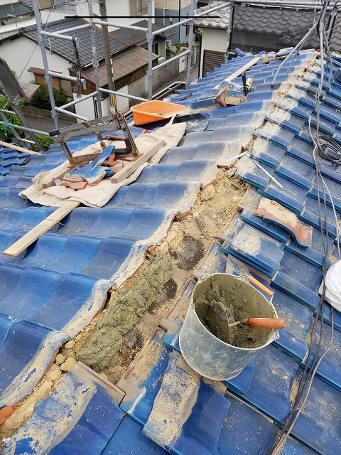 高砂市　棟積み直し　下地作り