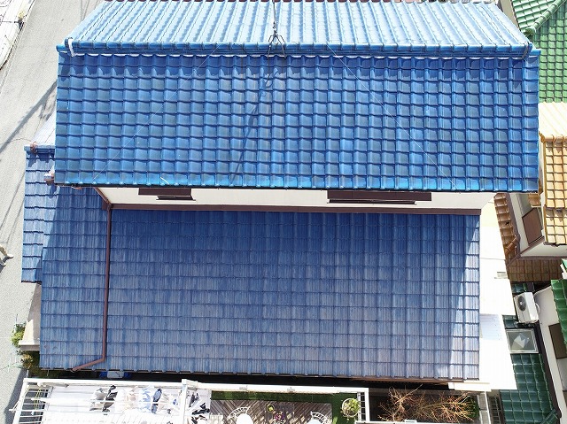 下屋部分の瓦状態の確認