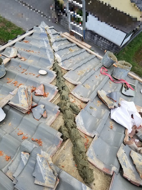 棟ラインの解体範囲の確認と作業スペースづくり