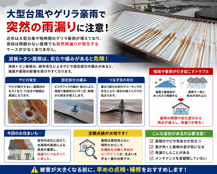 姫路市 トタン屋根 台風 危険性