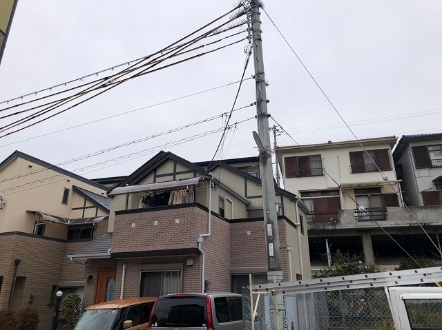 神戸市　屋根補修、屋根材　カラーベスト　全景