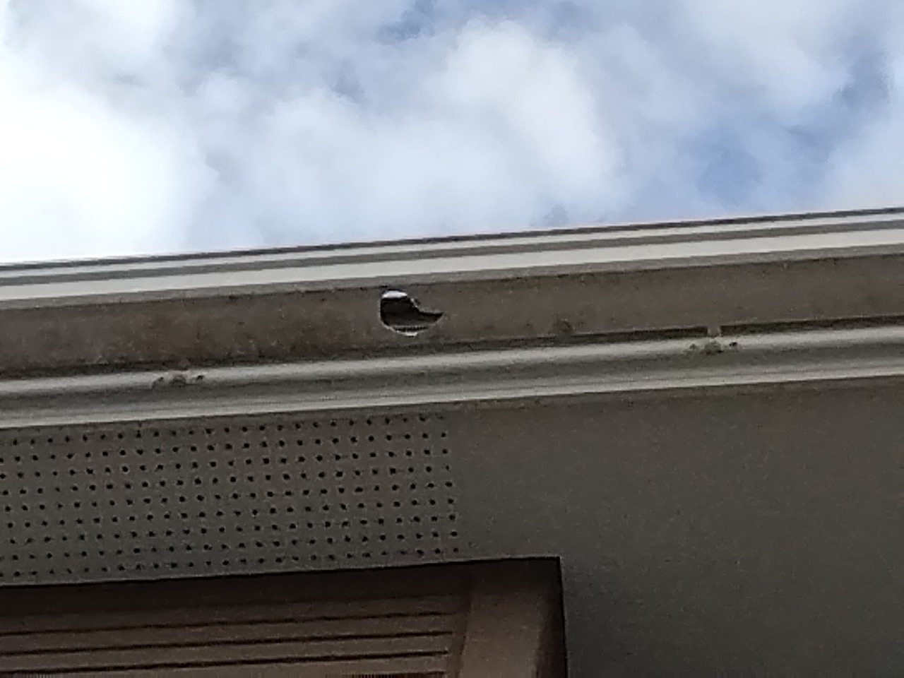 明石市　雹に打たれて軒樋(角樋)穴