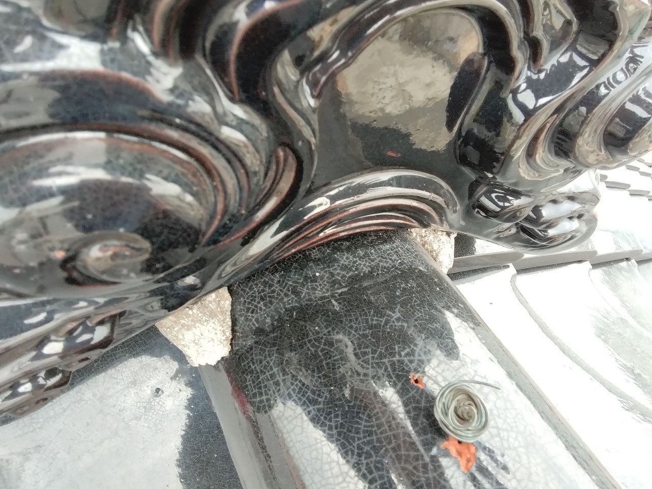 明石市　役物漆喰剥がれ落ち