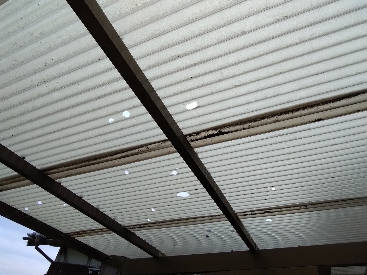 加古郡稲美町　ナミイタ雹被害で貫通