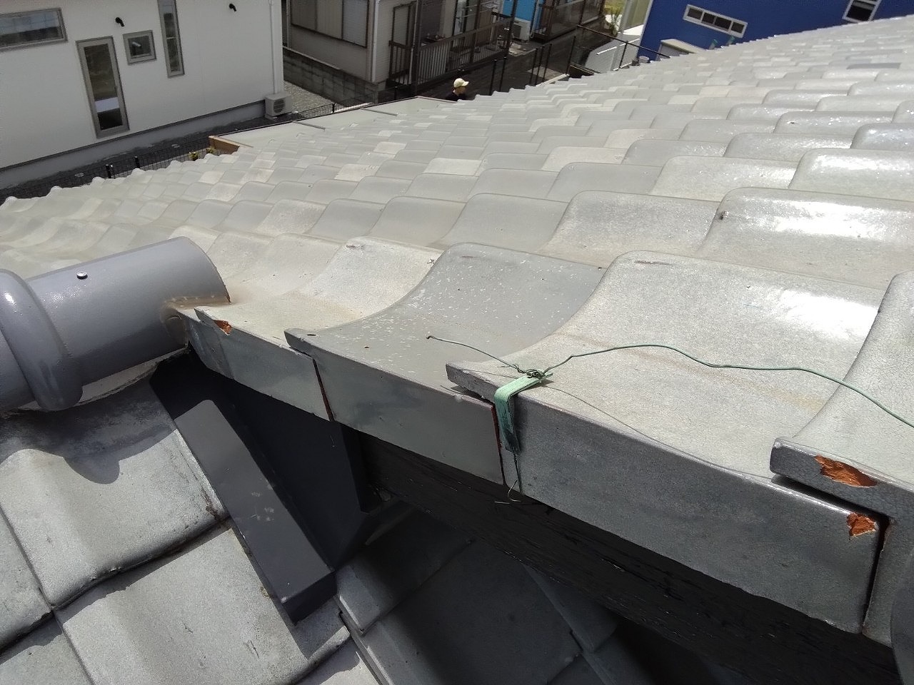 明石市　雹害で袖瓦　銅線切れる