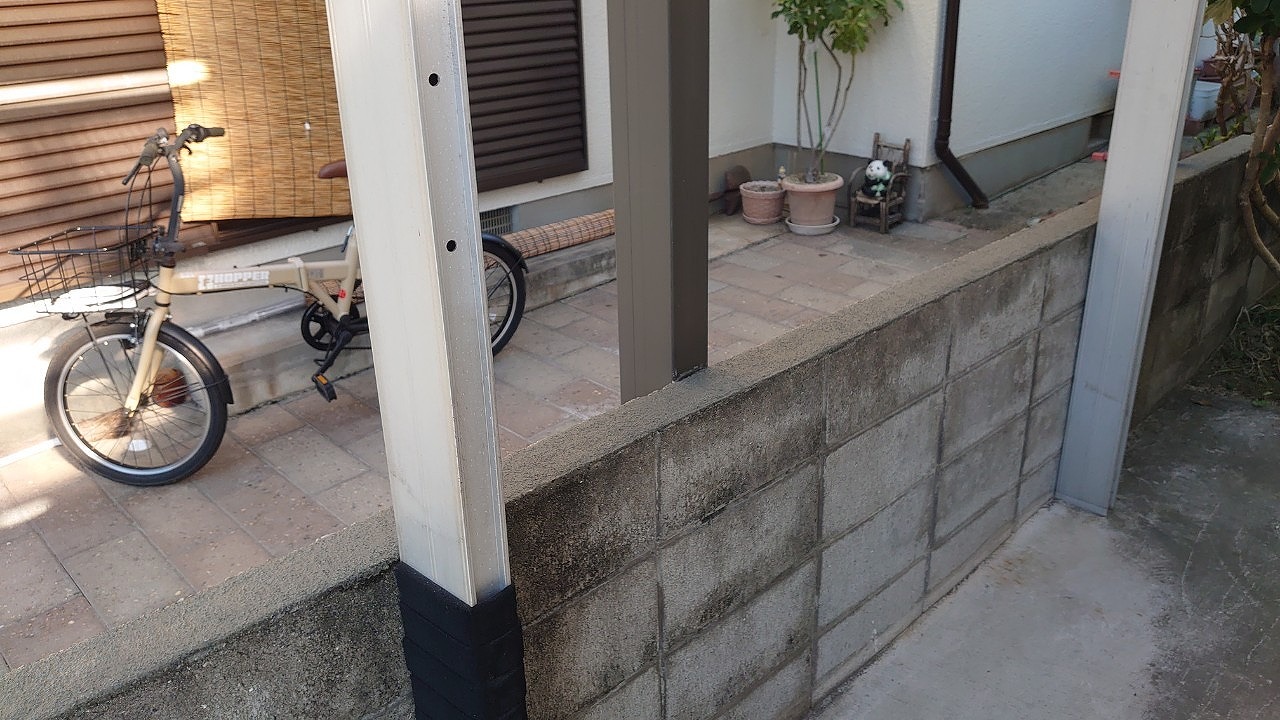 境界ブロック塀　天端補修