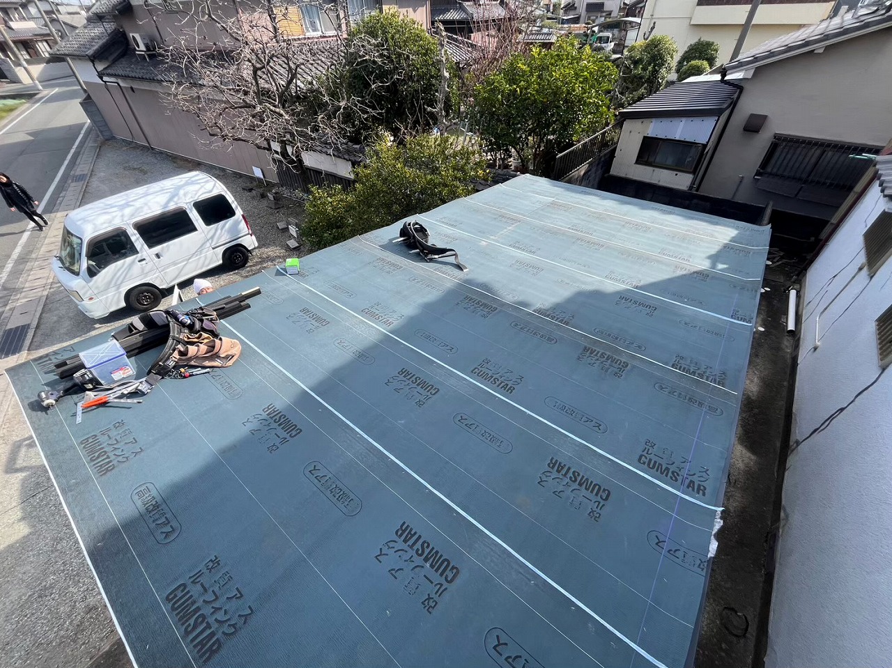 ゴムアスファルトルーフィング敷設