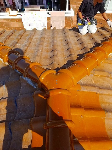 加西市　雨漏り修理棟積み替え　隅棟の仕上がり