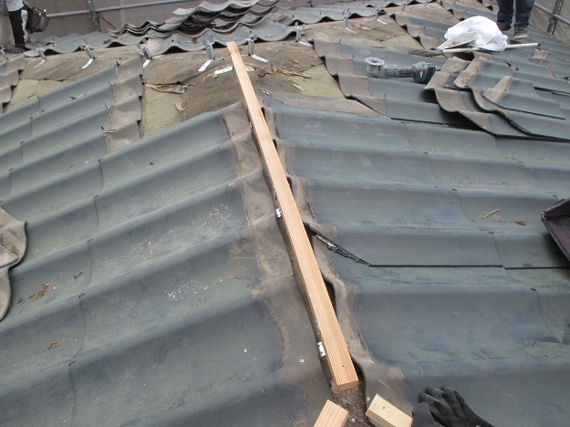 姫路　棟取り直し　既存棟の解体・撤去　貫板