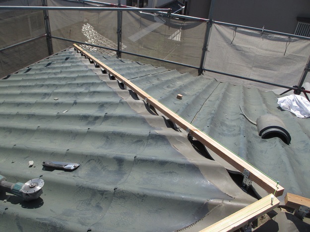 姫路　棟取り直し　既存棟の解体・撤去　貫板