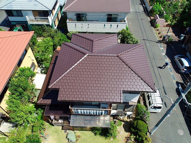 ドローンで撮影した屋根全体のアフター