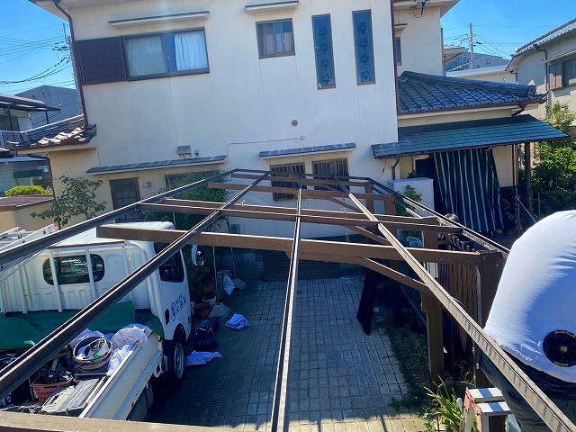 波板撤去後のフレーム