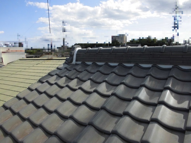 西脇市　漆喰　屋根全体の仕上がり