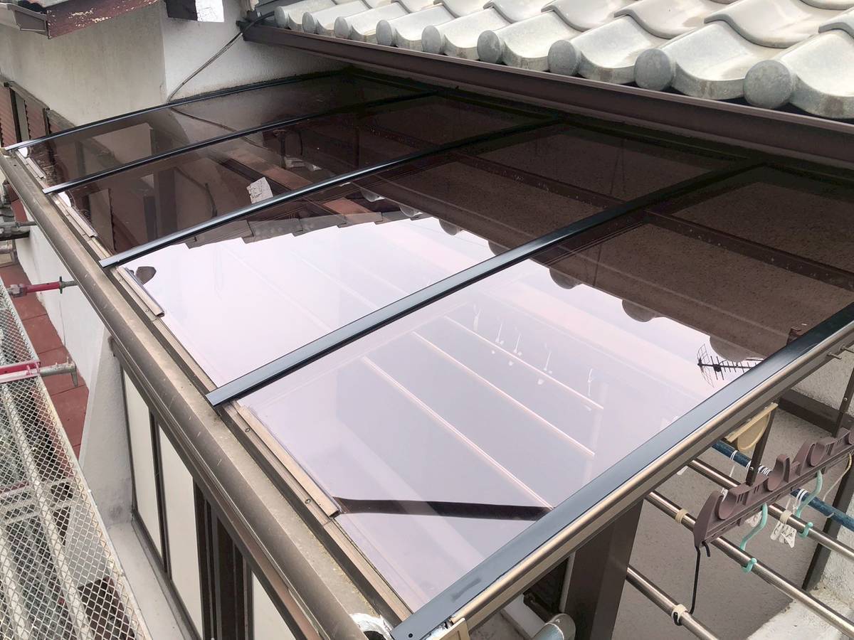 加古郡稲美町　雹災害　ベランダ　ポリカ　張り替え後