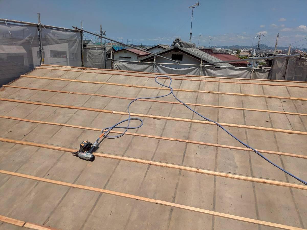 西脇市　屋根の葺き替え工事　胴縁