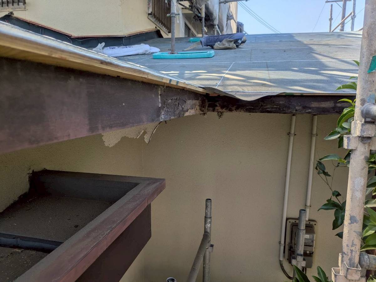 西脇市　樋撤去工事　木部の劣化確認