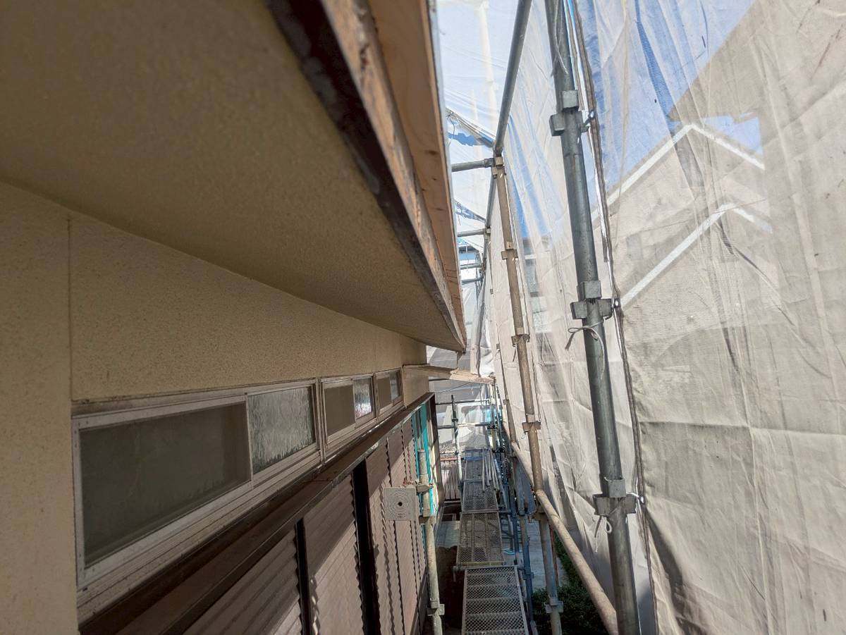 西脇市　樋撤去工事　軒樋撤去後の様子