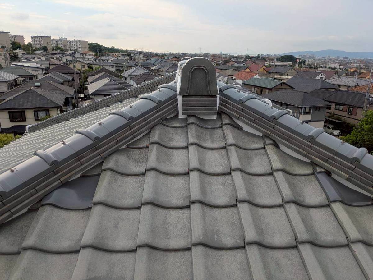 加古川市　雨漏り修理　のし瓦の再積みと通り出し