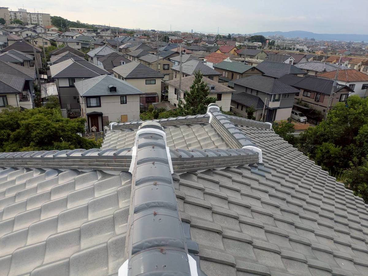 加古川市　雨漏り修理　棟尻の止水仕上げ