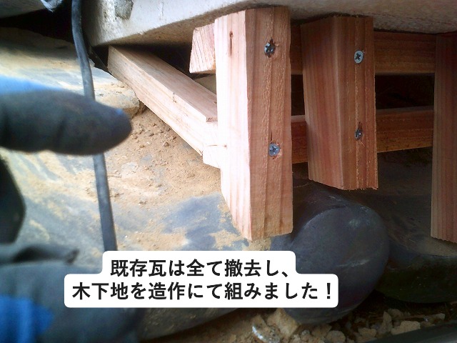 ガルバリウム鋼板を取り付けする木下地造作