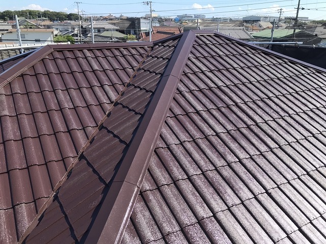 オリエンタル塗料工業㈱　マイティルーフにて綺麗に塗装出来た屋根