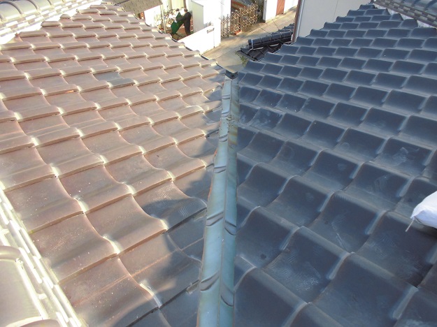 明石市　谷板金交換工事　銅板