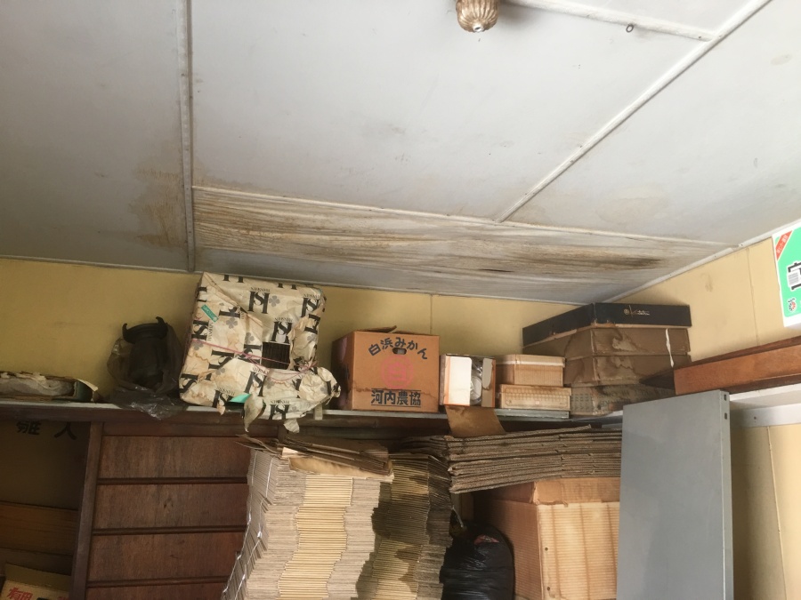 雨漏りによる雨染みの様子