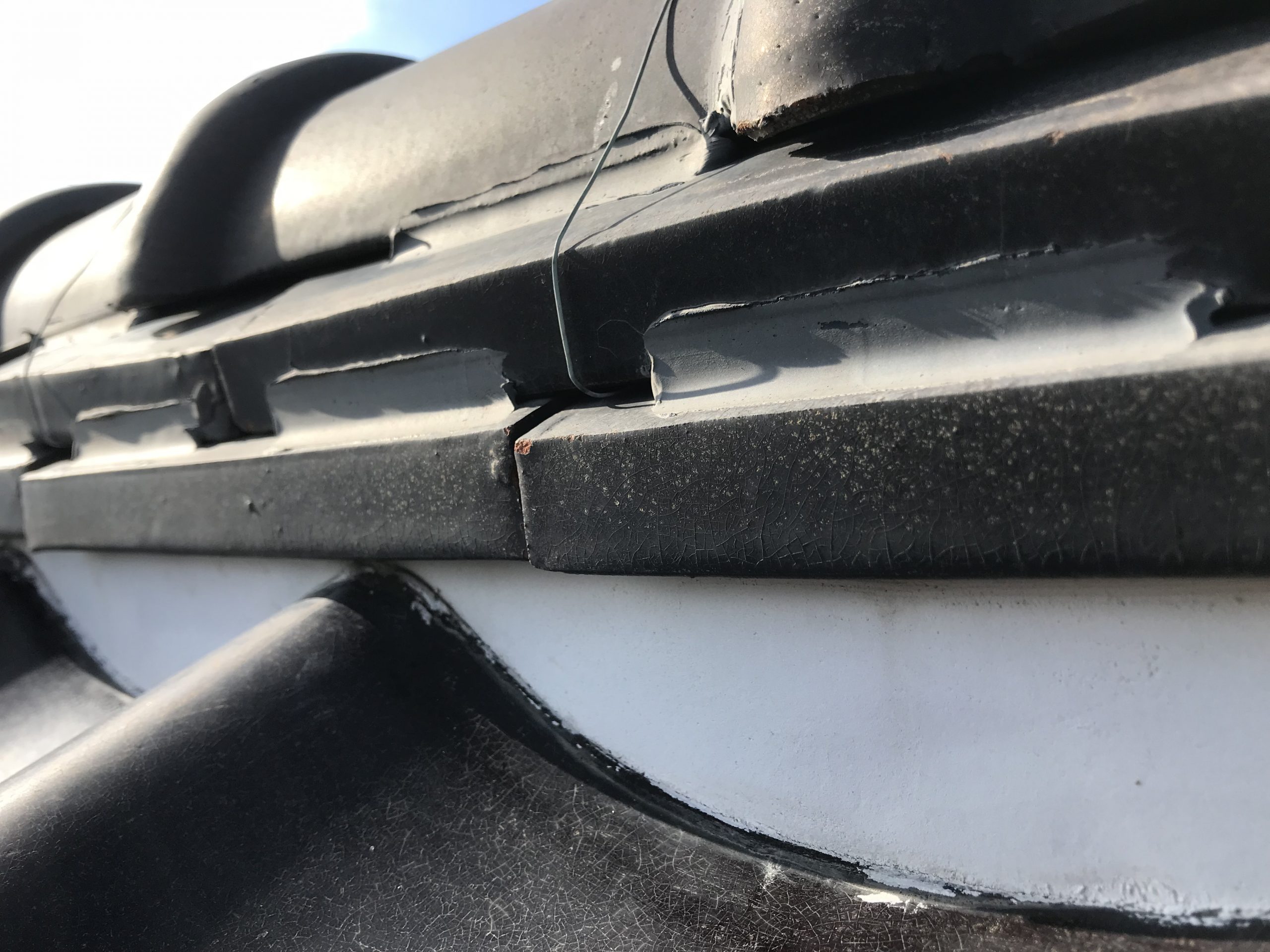 雨漏り箇所真上の棟