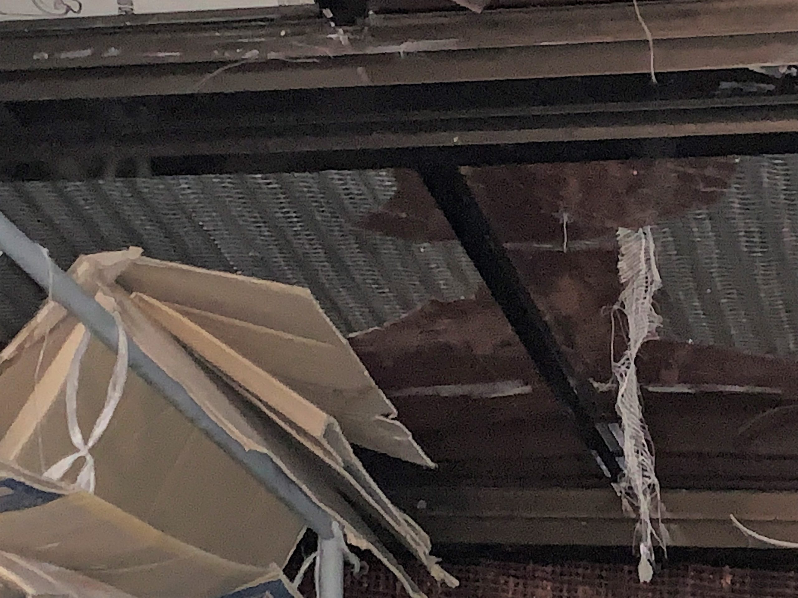 サンルーム屋根の割れ(内部)