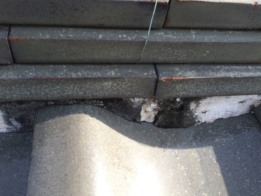 面戸の漆喰の黒ずみ