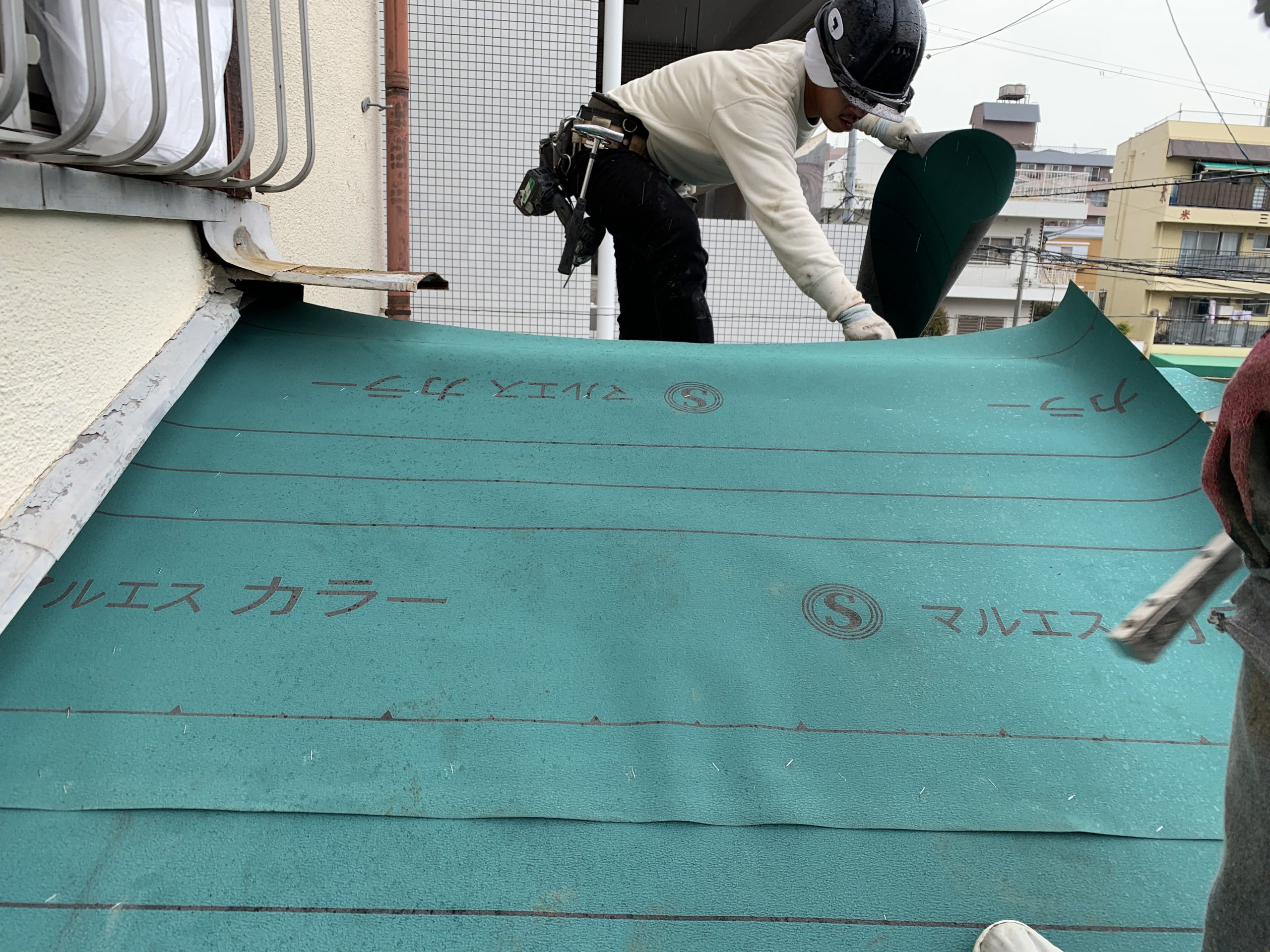 野地板新設後ルーフィング敷