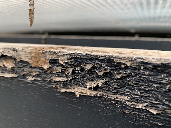 テラス下地の腐食、釘の抜け