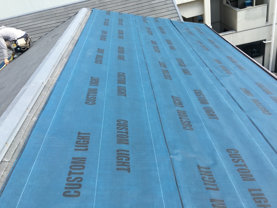 ルーフィング片面施工完了