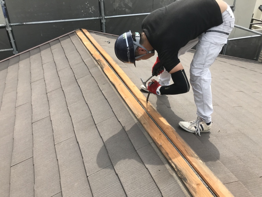 既存棟下地　貫板撤去