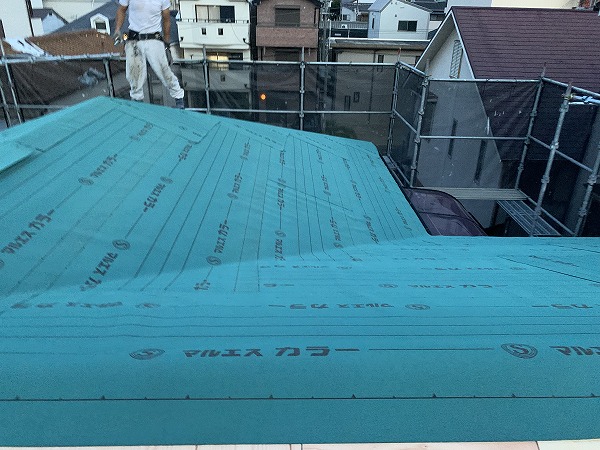 防水シート張り