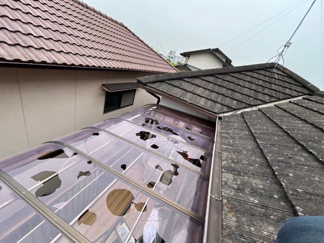 ベランダの雹被害