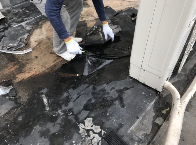 既存シート防水の撤去