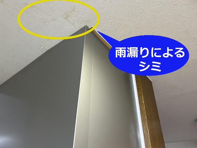 雨漏りでシミが出来た天井クロス