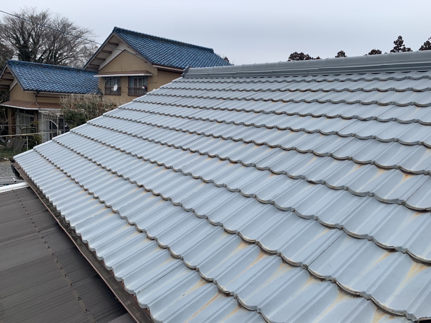 金属瓦の現地調査風景