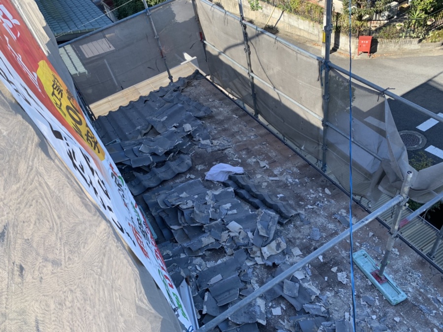 1階下屋（げや）の撤去作業