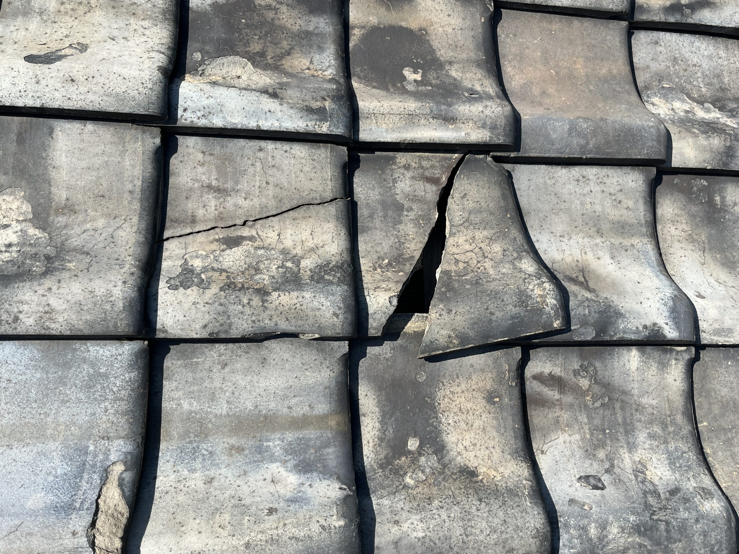 瓦の割れによる雨漏り事例