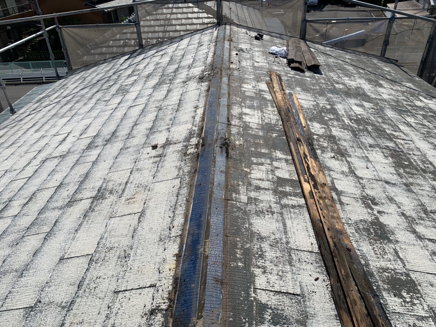 棟板金の浮き・釘抜けのクローズアップ前