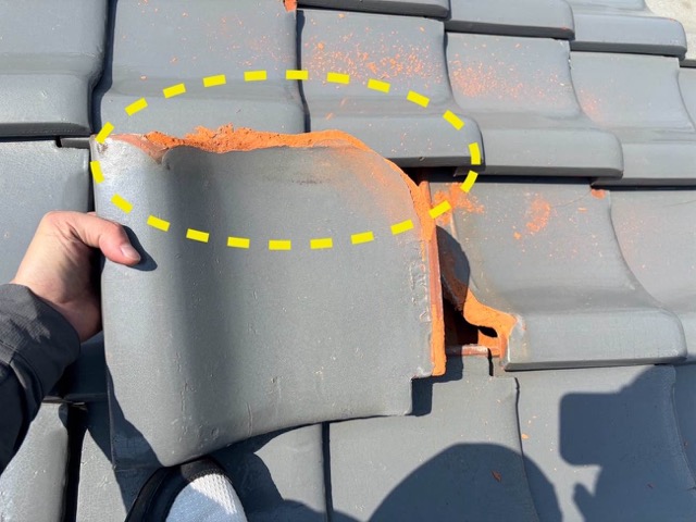 太宰府市の屋根調査、瓦の劣化