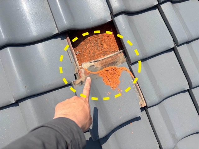 太宰府市の屋根調査、瓦のかけ