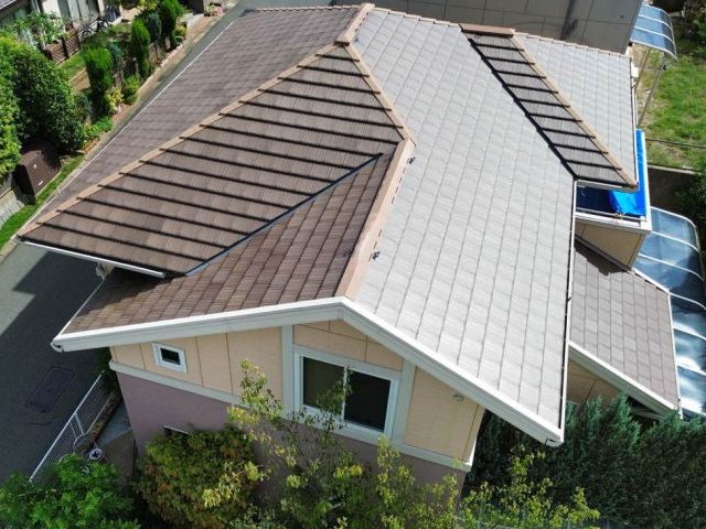 福岡市西区で屋根のドローン撮影