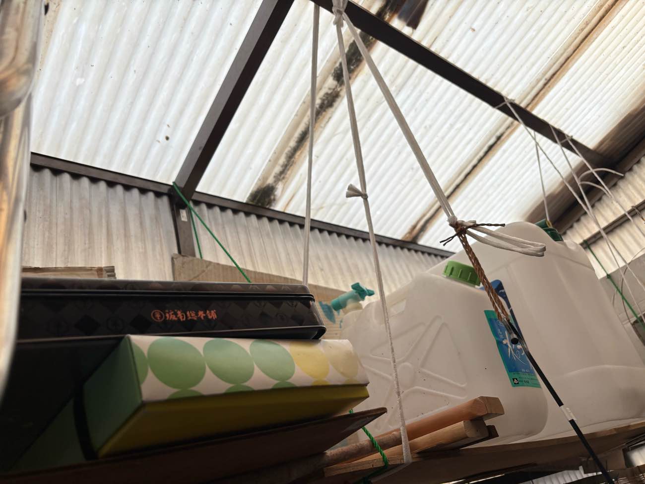 調査写真① 波板の黄ばみと汚れの確認