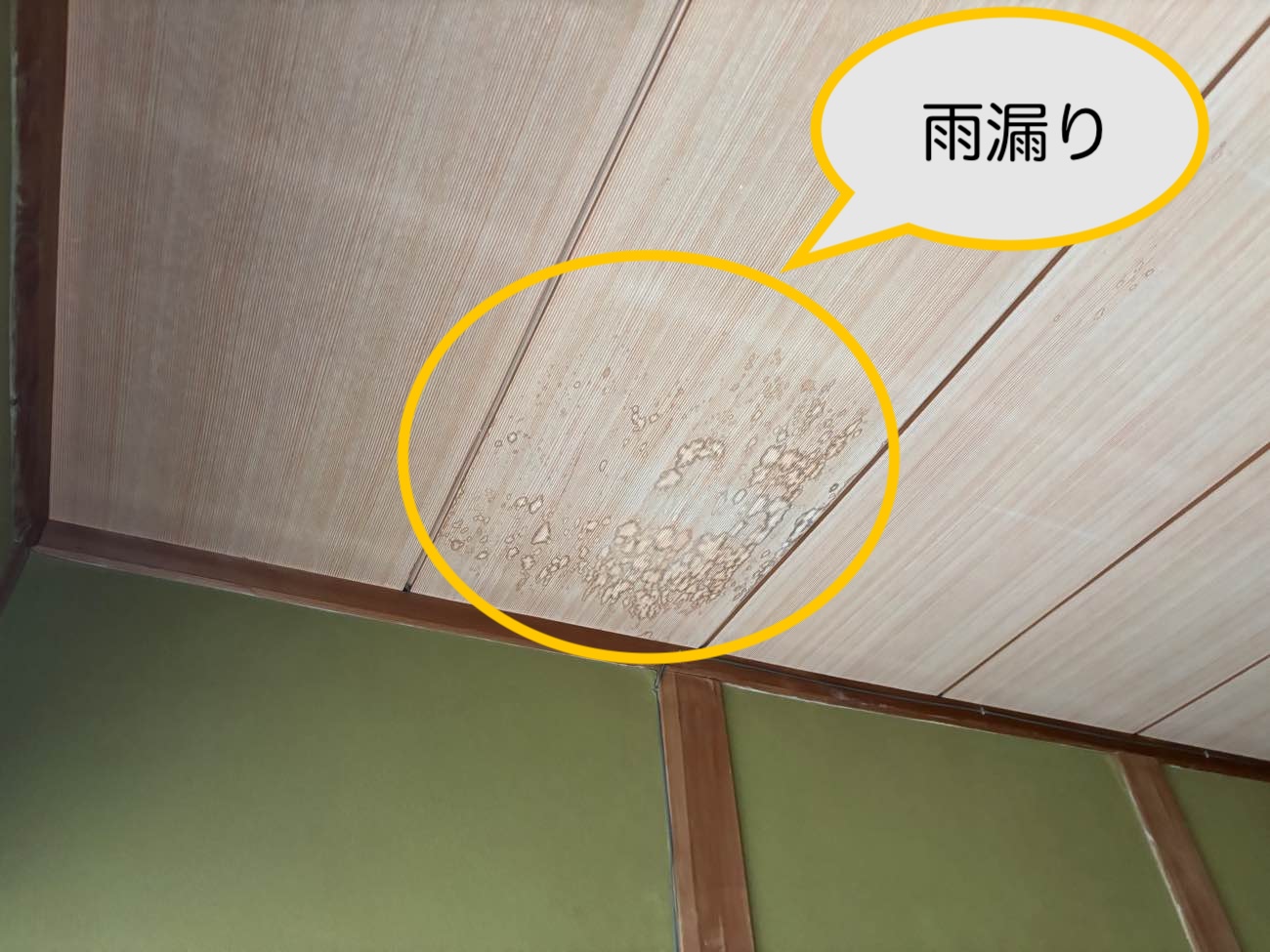 和室天井の雨じみ